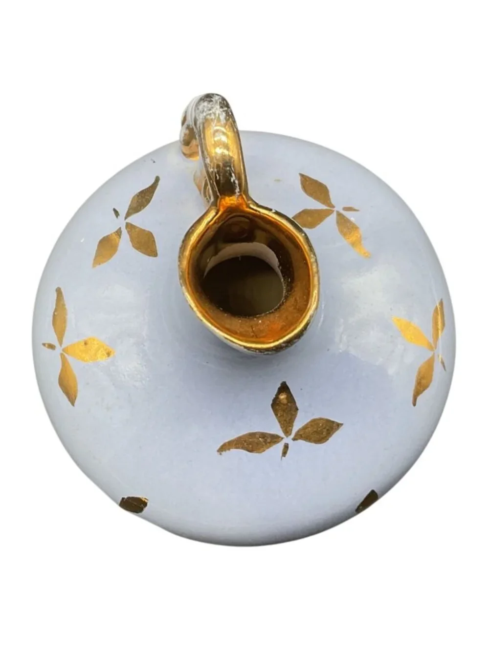 Vintage Le Pere 1950s Blue & Gold Bud Vase Pitcher 3.5